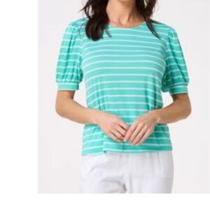 Cato Mint Green Striped Short Sleeve Top